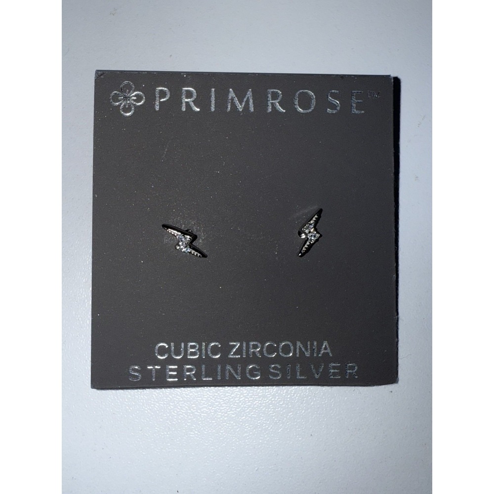 925 Sterling Silver Tiny Cz Lightning Stud Earrings Dainty Studs Silver